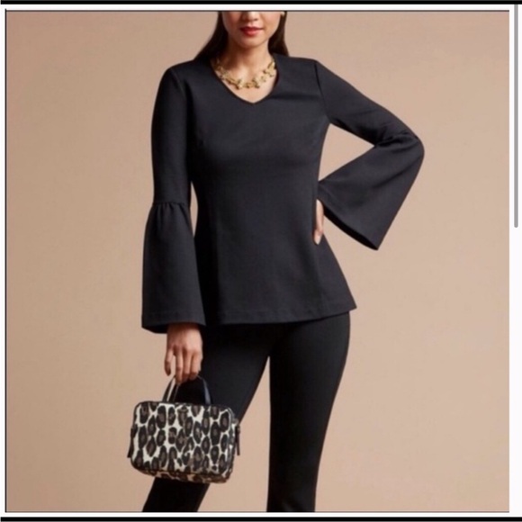 Cabi 3500 It's a Party Bell Sleeve Top Black Blouse Sz L - Picture 2 of 7